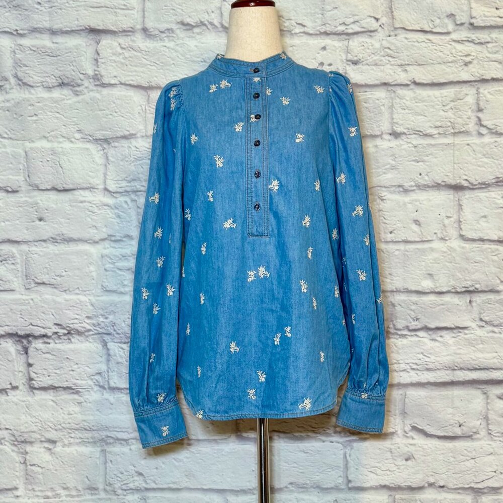 Second Female Balotti Blue & White Embroidered Chambray Blouse